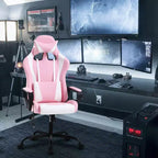 BestMassage Sedia da Gaming Sedia da Ufficio High-Back con Supporto Lombare Funzione Massaggio e Rotelle Girevoli in Pelle PU per Adulti e Ragazzi