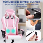 BestMassage Sedia da Gaming Sedia da Ufficio High-Back con Supporto Lombare Funzione Massaggio e Rotelle Girevoli in Pelle PU per Adulti e Ragazzi