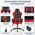 BestMassage Sedia da Gaming Sedia da Ufficio High-Back con Supporto Lombare Funzione Massaggio e Rotelle Girevoli in Pelle PU per Adulti e Ragazzi