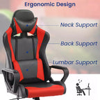 BestMassage Sedia da Gaming Sedia da Ufficio High-Back con Supporto Lombare Funzione Massaggio e Rotelle Girevoli in Pelle PU per Adulti e Ragazzi