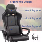 BestMassage Sedia da Gaming Sedia da Ufficio High-Back con Supporto Lombare Funzione Massaggio e Rotelle Girevoli in Pelle PU per Adulti e Ragazzi