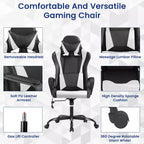 BestMassage Sedia da Gaming Sedia da Ufficio High-Back con Supporto Lombare Funzione Massaggio e Rotelle Girevoli in Pelle PU per Adulti e Ragazzi