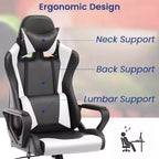 BestMassage Sedia da Gaming Sedia da Ufficio High-Back con Supporto Lombare Funzione Massaggio e Rotelle Girevoli in Pelle PU per Adulti e Ragazzi