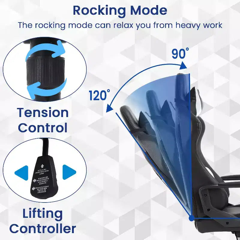 BestMassage Sedia da Gaming Sedia da Ufficio High-Back con Supporto Lombare Funzione Massaggio e Rotelle Girevoli in Pelle PU per Adulti e Ragazzi