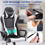BestMassage Sedia da Gaming Sedia da Ufficio High-Back con Supporto Lombare Funzione Massaggio e Rotelle Girevoli in Pelle PU per Adulti e Ragazzi