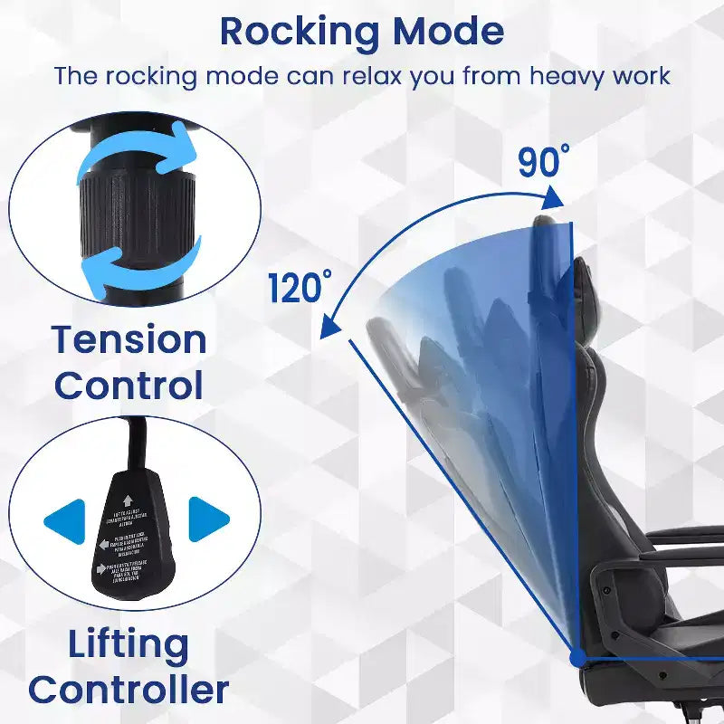 BestMassage Sedia da Gaming Sedia da Ufficio High-Back con Supporto Lombare Funzione Massaggio e Rotelle Girevoli in Pelle PU per Adulti e Ragazzi