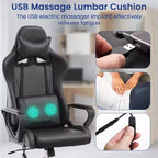 BestMassage Sedia da Gaming Sedia da Ufficio High-Back con Supporto Lombare Funzione Massaggio e Rotelle Girevoli in Pelle PU per Adulti e Ragazzi