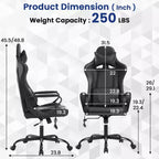 BestMassage Sedia da Gaming Sedia da Ufficio High-Back con Supporto Lombare Funzione Massaggio e Rotelle Girevoli in Pelle PU per Adulti e Ragazzi
