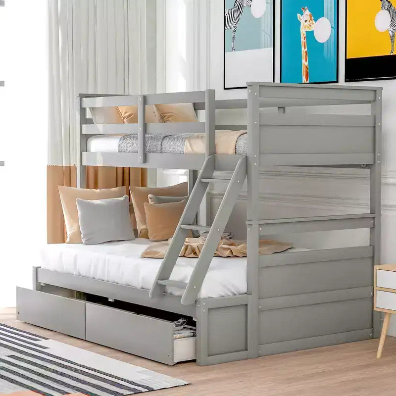 Whisen Twin over Full Bunk Bed with 2-Storage Drawers