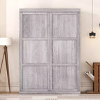 Full/Twin Size Murphy Bed Wall Bed, Wood Cabinet Bed, Gray -ModernLuxe