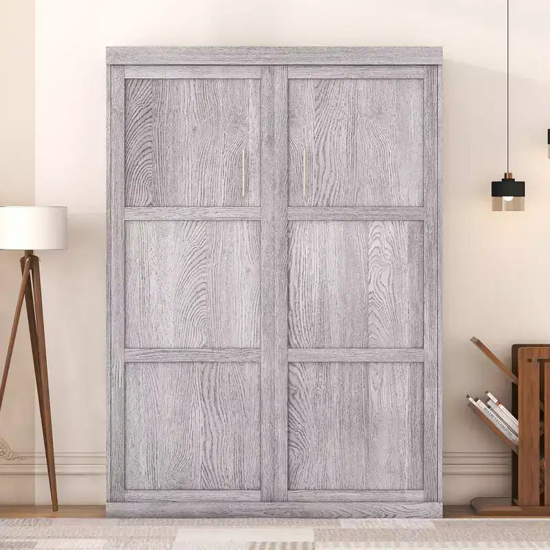 Letto a scomparsa/letto a muro Murphy matrimoniale/singolo, letto a scomparsa in legno, grigio - ModernLuxe