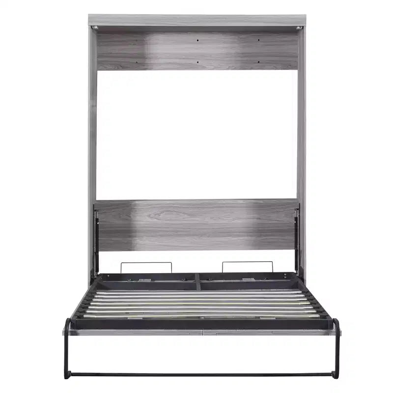 Full/Twin Size Murphy Bed Wall Bed, Wood Cabinet Bed, Gray -ModernLuxe