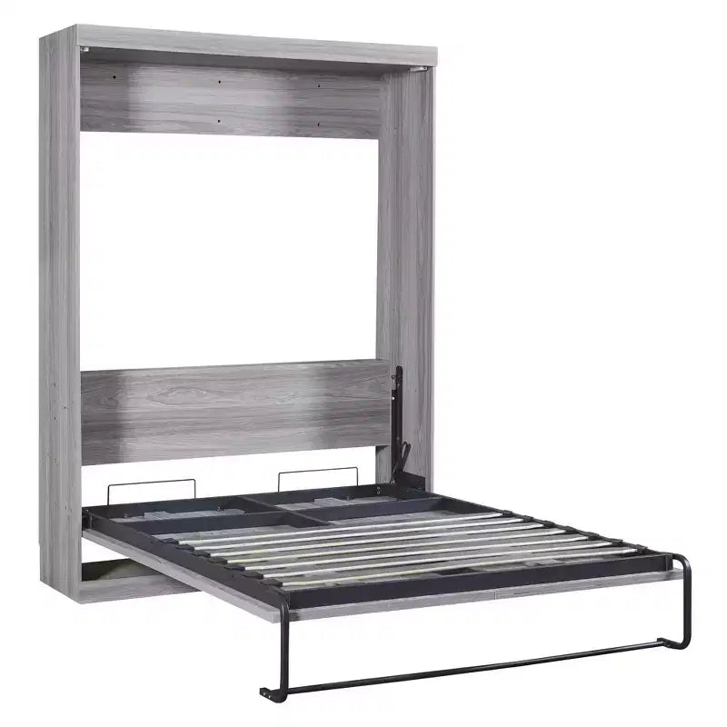 Full/Twin Size Murphy Bed Wall Bed, Wood Cabinet Bed, Gray -ModernLuxe