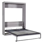 Full/Twin Size Murphy Bed Wall Bed, Wood Cabinet Bed, Gray -ModernLuxe