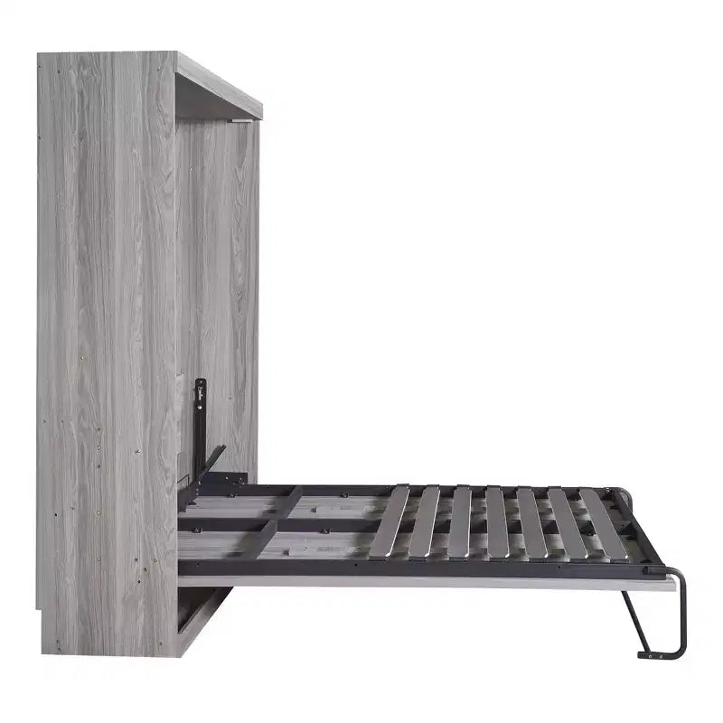 Full/Twin Size Murphy Bed Wall Bed, Wood Cabinet Bed, Gray -ModernLuxe