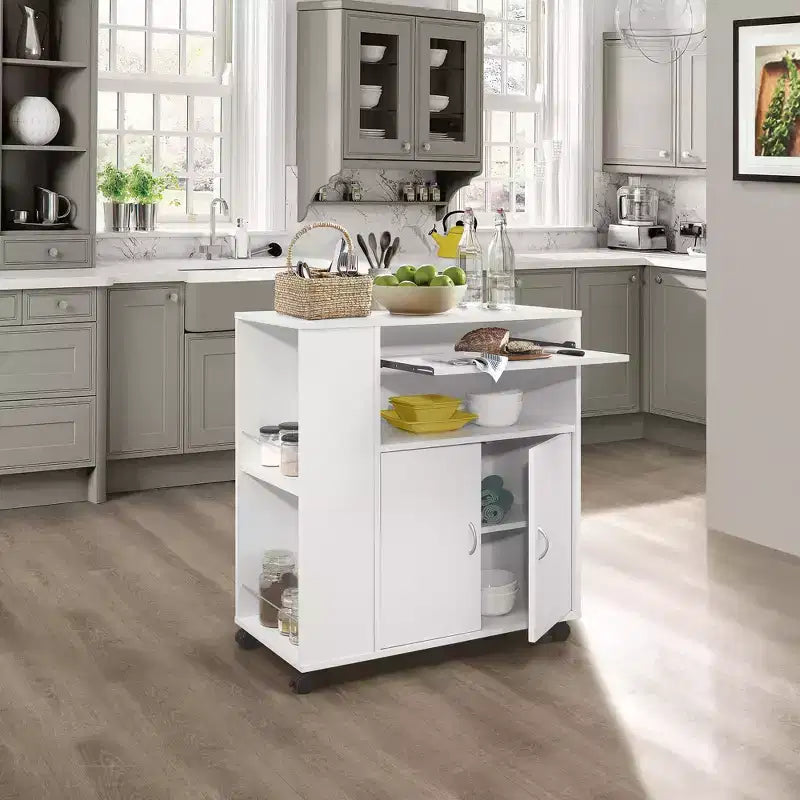 Kings Brand Furniture Carrello da cucina Alaina su ruote con armadietto contenitore