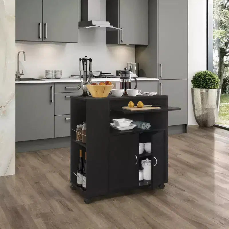 Kings Brand Furniture Carrello da cucina Alaina su ruote con armadietto contenitore