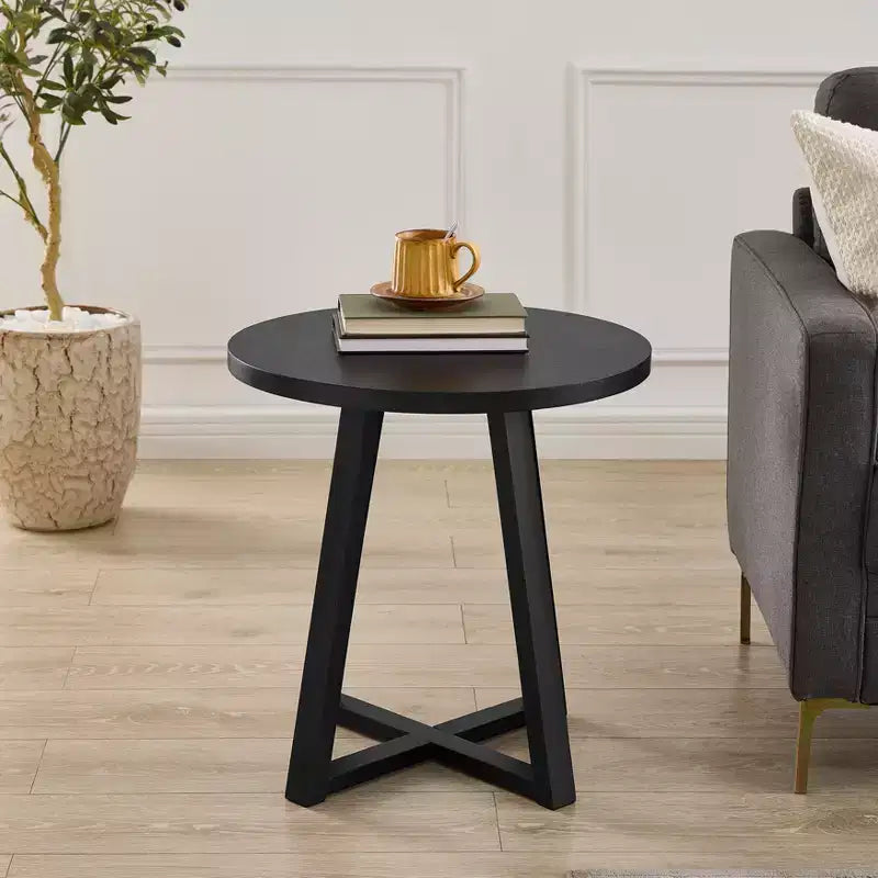 Tavolino rotondo in legno Modern Harmony di Roundhill Furniture