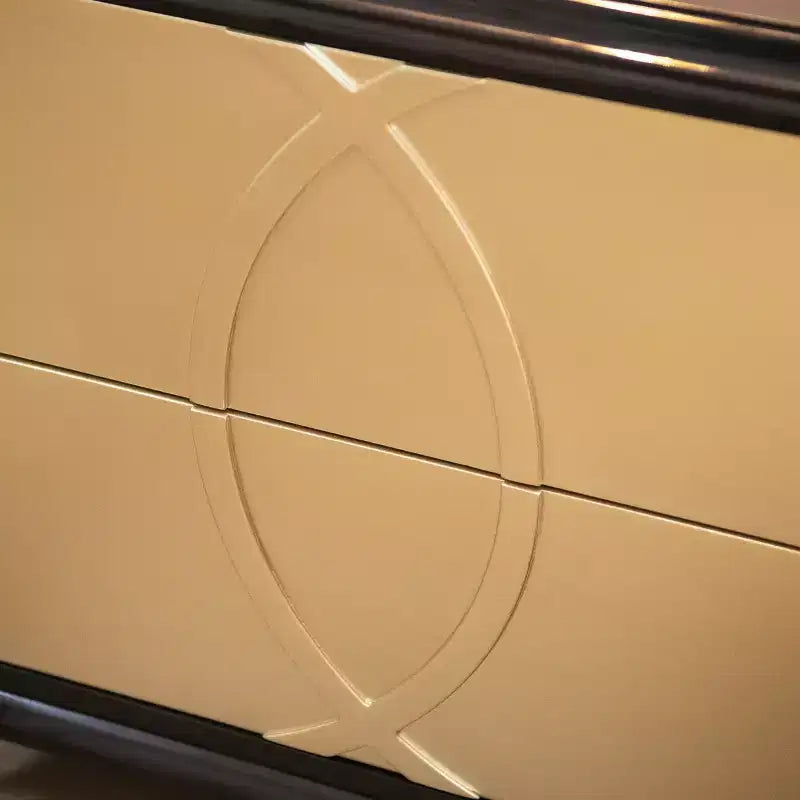 JTH LUXE Verona 23 Tavolino Contenitore Ampio Contemporaneo Glam, Espresso Nero e Oro Morbido Legno di Betulla e Impiallacciatura
