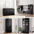 PexFix 36x31x16 Wood Accent Cabinet with Adjustable Shelf Storage Cabinet Black