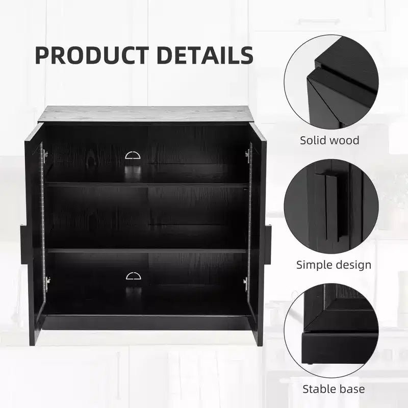 PexFix 36x31x16 Wood Accent Cabinet with Adjustable Shelf Storage Cabinet Black
