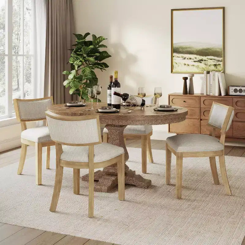Christopher Knight Home Thomas Fabric Upholstered 5 Piece Expandable Oval Dining Set