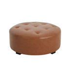 Christopher Knight Home Rafael Modern Button Tufted Faux Leather Round Ottoman, Light Brown