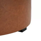 Christopher Knight Home Rafael Modern Button Tufted Faux Leather Round Ottoman, Light Brown