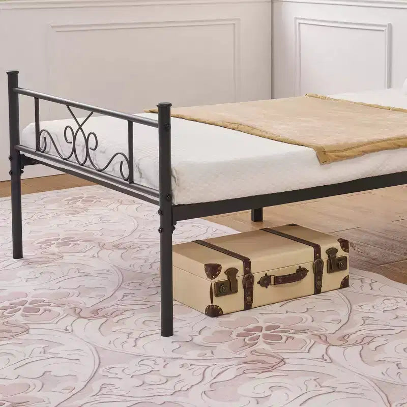 VECELO Twin/Full/Queen/King Size Bed Frame with Headboard&Footboard, Metal Bed Platform, Black