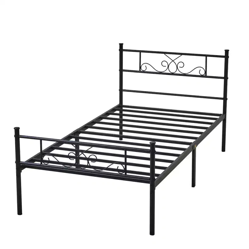 VECELO Twin/Full/Queen/King Size Bed Frame with Headboard&Footboard, Metal Bed Platform, Black