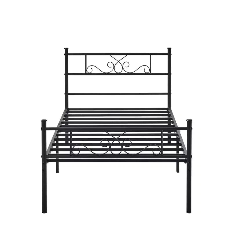 VECELO Twin/Full/Queen/King Size Bed Frame with Headboard&Footboard, Metal Bed Platform, Black