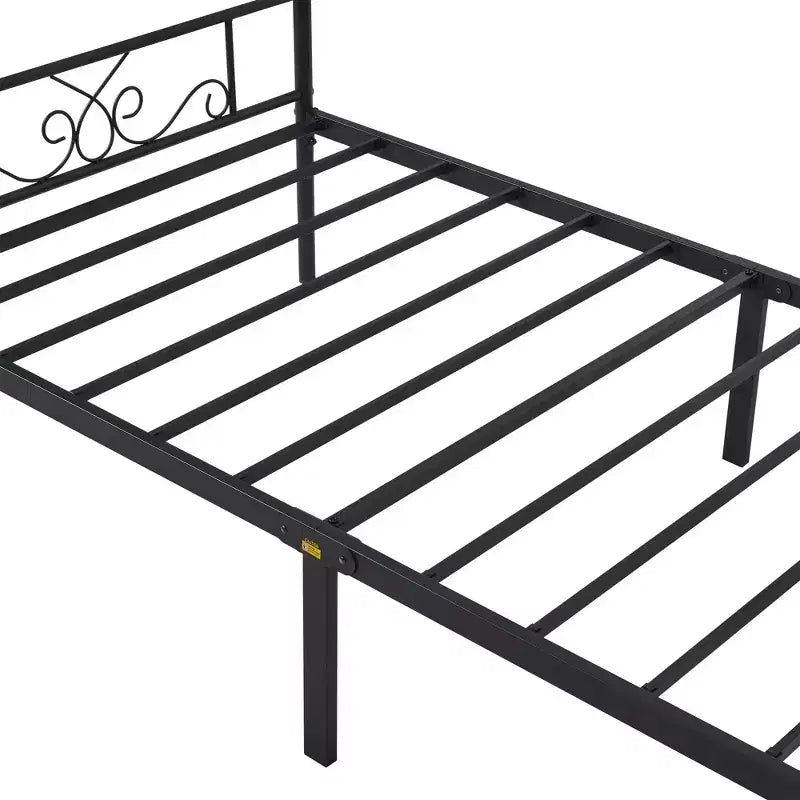 VECELO Twin/Full/Queen/King Size Bed Frame with Headboard&Footboard, Metal Bed Platform, Black