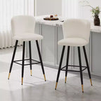 Christopher Knight Home Aveline 30'' Modern Upholstered Bar Stools with Gold-Tipped Metal Legs (Set of 2)