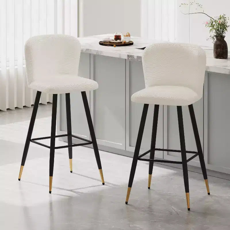Christopher Knight Home Aveline 30'' Modern Upholstered Bar Stools with Gold-Tipped Metal Legs (Set of 2)