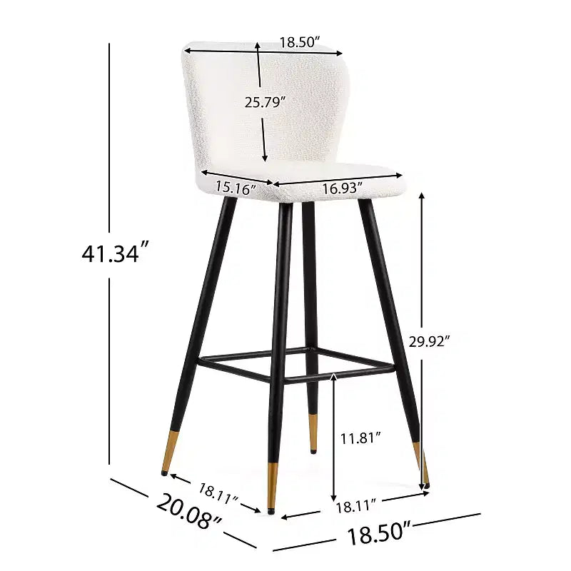 Christopher Knight Home Aveline 30'' Modern Upholstered Bar Stools with Gold-Tipped Metal Legs (Set of 2)