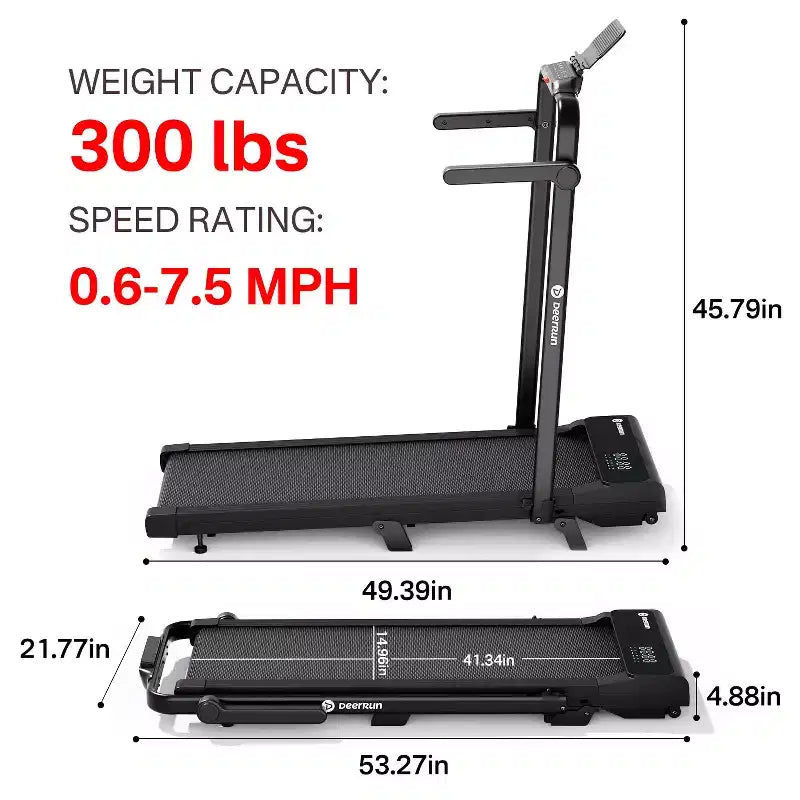 DeerRun A6 Plus 2026 New 2-in-1 Folding Treadmill with 5% Incline, Bluetooth & Remote Control