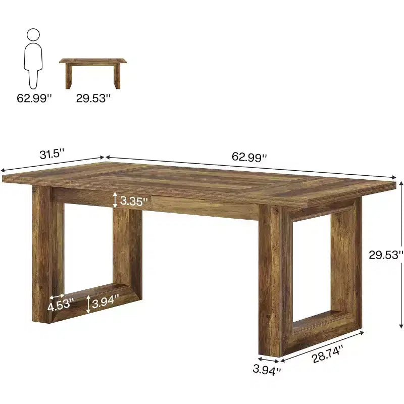 Tavolo da Pranzo da Fattoria Lantine per 4-6 Persone, Tavolo da Cucina in Legno da 160 cm, Tavolo Rettangolare per Sala da Pranzo, Soggiorno, Cucina