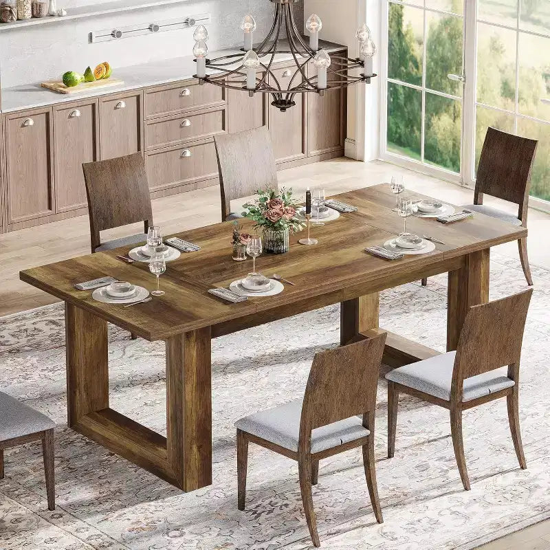 Tavolo da Pranzo da Fattoria Lantine per 4-6 Persone, Tavolo da Cucina in Legno da 160 cm, Tavolo Rettangolare per Sala da Pranzo, Soggiorno, Cucina