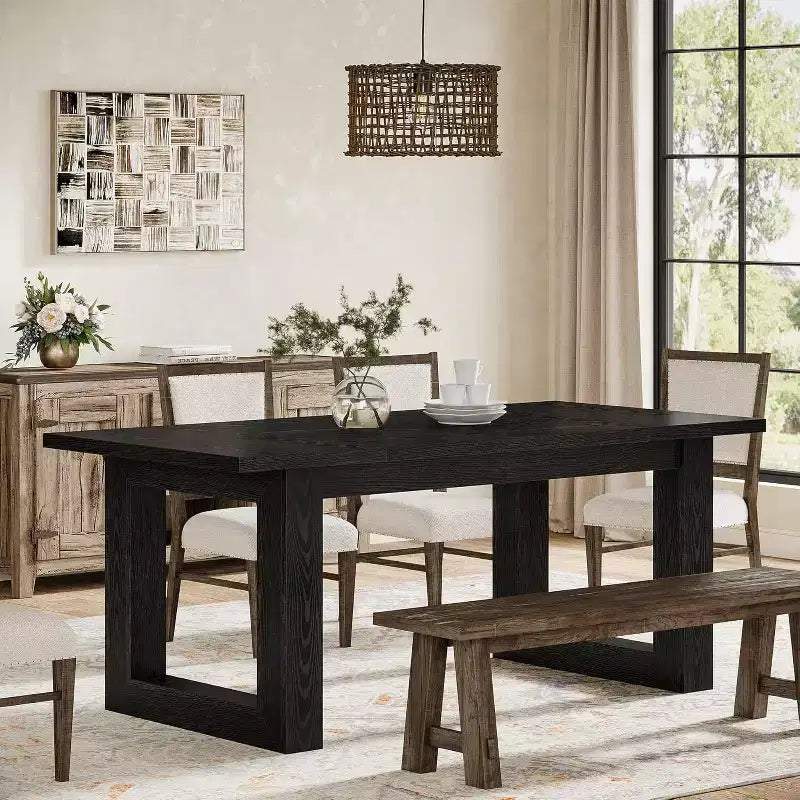 Tavolo da Pranzo da Fattoria Lantine per 4-6 Persone, Tavolo da Cucina in Legno da 160 cm, Tavolo Rettangolare per Sala da Pranzo, Soggiorno, Cucina