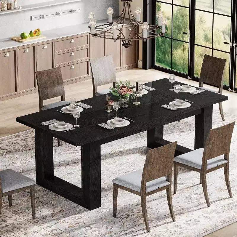 Tavolo da Pranzo da Fattoria Lantine per 4-6 Persone, Tavolo da Cucina in Legno da 160 cm, Tavolo Rettangolare per Sala da Pranzo, Soggiorno, Cucina