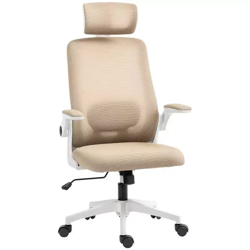 HOMCOM Ergonomic Office Chair with Flip-up Armrest, Adjustable Headrest and Lumbar Support, Mesh Desk Chair for Home Office