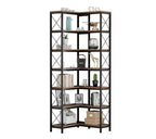 7-Tier Corner Bookshelf with LED Light Strips IF076