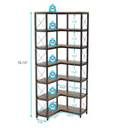 7-Tier Corner Bookshelf with LED Light Strips IF076