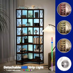 7-Tier Corner Bookshelf with LED Light Strips IF076