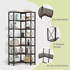 7-Tier Corner Bookshelf with LED Light Strips IF076