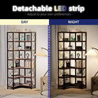 7-Tier Corner Bookshelf with LED Light Strips IF076