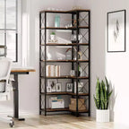 7-Tier Corner Bookshelf with LED Light Strips IF076