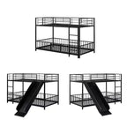 Whisen Stylish Design Metal Bunk Bed with Slide and Guardrails