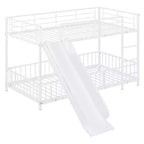 Whisen Stylish Design Metal Bunk Bed with Slide and Guardrails
