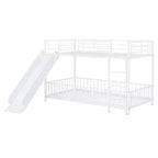 Whisen Stylish Design Metal Bunk Bed with Slide and Guardrails